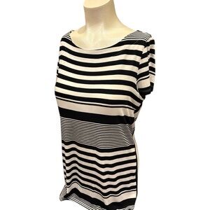 Cyrus Black and White Striped Short Sleeve Top